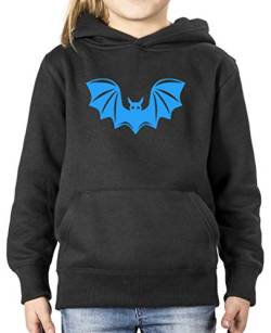 Comedy Shirts - Halloween Fledermaus - Mädchen Hoodie - Schwarz/Blau Gr. 134/146 von Comedy Shirts