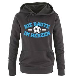 Comedy Shirts Hamburg - DIE Raute - IM Herzen - Damen Hoodie - Schwarz/Weiss-Blau Gr. XL von Comedy Shirts