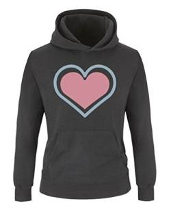 Comedy Shirts - Herz - Mädchen Hoodie - Schwarz/Eisblau-Rosa Gr. 134/146 von Comedy Shirts