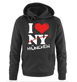Comedy Shirts I Love MÜNCHEN - NOT NY - Herren Hoodie in Schwarz Gr. L von Comedy Shirts