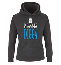 Comedy Shirts - IN Hamburg SAGT Man Digga - Kinder Hoodie - Schwarz/Weiss-Blau Gr. 104 von Comedy Shirts