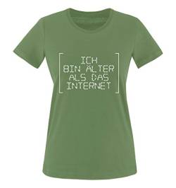 Comedy Shirts - Ich bin älter als das Internet - Damen T-Shirt - Oliv/Weiss Gr. L von Comedy Shirts
