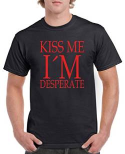 Comedy Shirts - Kiss me I'm Desperate - Herren T-Shirt - Schwarz/Rot Gr. 5XL von Comedy Shirts
