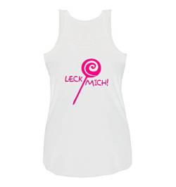 Comedy Shirts - Leck Mich! - Lolli - Damen Tank Top - Weiss/Pink Gr. S von Comedy Shirts