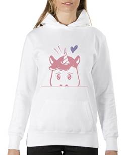 Comedy Shirts Luscherndes Einhorn - Damen Hoodie - Weiss/Rosa-Violett Gr. XL von Comedy Shirts