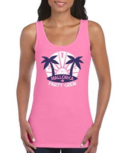 Comedy Shirts - Mallorca Party Crew - Style7 - Damen Tank Top - Pink/Lila-Weiss Gr. S von Comedy Shirts