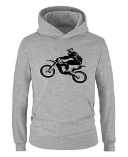 Comedy Shirts - Motorcross Motorrad - Jungen Hoodie - Grau/Schwarz Gr. 122/128 von Comedy Shirts
