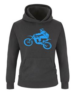 Comedy Shirts - Motorcross Motorrad - Jungen Hoodie - Schwarz/Blau Gr. 122/128 von Comedy Shirts