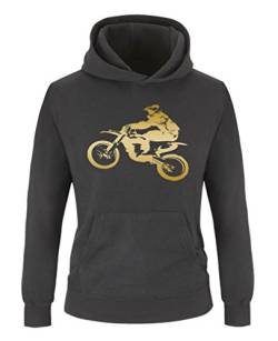 Comedy Shirts - Motorcross Motorrad - Jungen Hoodie - Schwarz/Gold Gr. 110/116 von Comedy Shirts