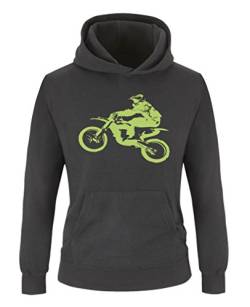 Comedy Shirts - Motorcross Motorrad - Jungen Hoodie - Schwarz/Grün Gr. 110/116 von Comedy Shirts