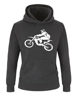Comedy Shirts - Motorcross Motorrad - Jungen Hoodie - Schwarz/Weiss Gr. 134/146 von Comedy Shirts