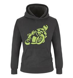 Comedy Shirts - Motorrad - GROß - Jungen Hoodie - Schwarz/Grün Gr. 152/164 von Comedy Shirts