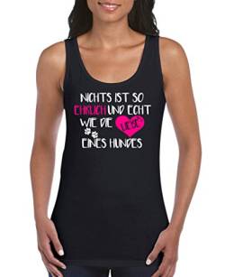 Comedy Shirts - Nichts ist so ehrlich und echt wie die Liebe eines Hundes - Damen Tank Top - Schwarz/Weiss-Pink Gr. XXL von Comedy Shirts