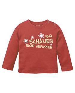Comedy Shirts - Nur schauen Nicht anfassen! II - Baby Langarm Shirt - Rot/Beige-Weiss Gr. 80/86 von Comedy Shirts