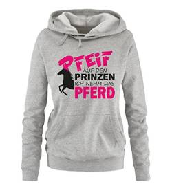 Comedy Shirts Pfeif auf den Prinzen - Damen Hoodie - Grau/Schwarz-Pink Gr. M von Comedy Shirts