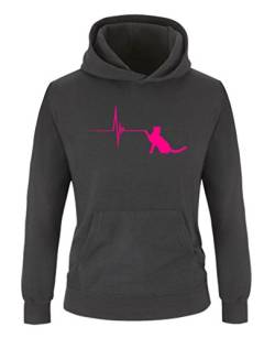 Comedy Shirts - Pulsschlag Katze - Mädchen Hoodie - Schwarz/Pink Gr. 134/146 von Comedy Shirts