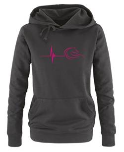 Comedy Shirts Pulsschlag Pferd - Damen Hoodie - Schwarz/Pink Gr. M von Comedy Shirts