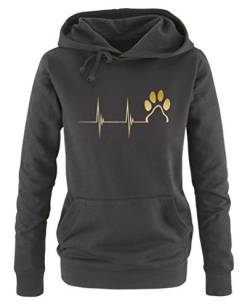 Comedy Shirts Pulsschlag Pfote - Damen Hoodie - Schwarz/Gold Gr. M von Comedy Shirts