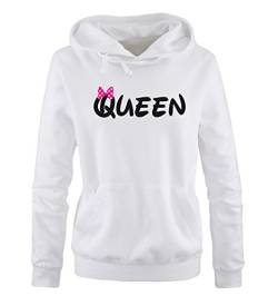 Comedy Shirts - Queen - Comic - Damen Hoodie - Weiss / Schwarz-Pink Gr. M von Comedy Shirts