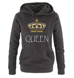 Comedy Shirts - Queen - Damen Hoodie - Schwarz / Weiss-Gold Gr. M von Comedy Shirts