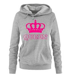 Comedy Shirts - Queen - Krone II - Damen Hoodie - Grau / Pink Gr. M von Comedy Shirts