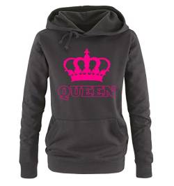Comedy Shirts - Queen - Krone II - Damen Hoodie - Schwarz / Pink Gr. XL von Comedy Shirts