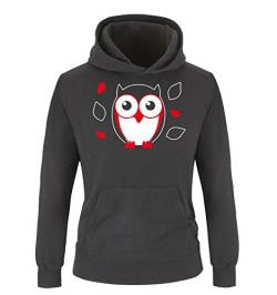 Comedy Shirts - SÜßE Eule - Kinder Hoodie - Schwarz/Weiss-Rot Gr. 128 von Comedy Shirts