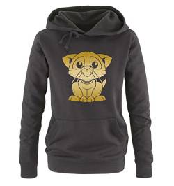 Comedy Shirts SÜßE Katze - Damen Hoodie - Schwarz/Gold Gr. L von Comedy Shirts