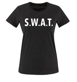 Comedy Shirts - SWAT KOSTÜM - Damen T-Shirt - Schwarz/Weiss Gr. XS von Comedy Shirts