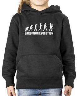 Comedy Shirts - Saxophon Evolution - Mädchen Hoodie - Schwarz/Weiss Gr. 152/164 von Comedy Shirts