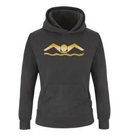 Comedy Shirts - Schwimmer - Mädchen Hoodie - Schwarz/Gold Gr. 140 von Comedy Shirts