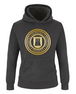 Comedy Shirts - Stadtwappen Hamburg - Jungen Hoodie - Schwarz/Gold Gr. 152/164 von Comedy Shirts