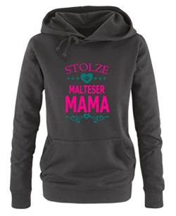 Comedy Shirts Stolze Malteser Mama - Damen Hoodie - Schwarz/Pink-Türkis Gr. L von Comedy Shirts