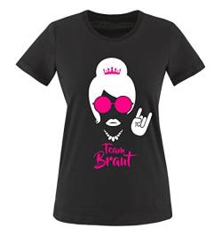 Comedy Shirts - Team Braut - JGA - Damen T-Shirt - Schwarz/Weiss-Pink Gr. XXL von Comedy Shirts