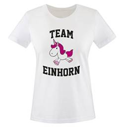 Comedy Shirts - Team Einhorn - Damen T-Shirt - Weiss/Schwarz-Pink-Rosa Gr. XXL von Comedy Shirts