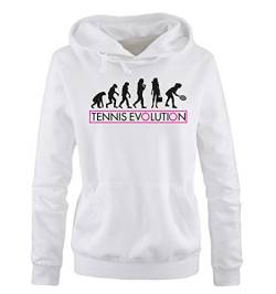 Comedy Shirts Tennis Evolution II - Damen Hoodie - Weiss/Schwarz-Pink Gr. M von Comedy Shirts