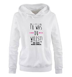 Comedy Shirts Tu was du willst! Die Leute reden sowieso. - Damen Hoodie - Weiss/Schwarz-Pink Gr. XL von Comedy Shirts