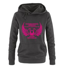 Comedy Shirts UNTERSCHÄTZE Niemals Frau MIT Motorrad - Damen Hoodie - Schwarz/Pink Gr. L von Comedy Shirts