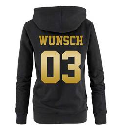 Comedy Shirts - Wunsch - Damen Hoodie - Schwarz/Gold - Gr. XXL von Comedy Shirts