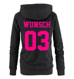Comedy Shirts - Wunsch - Damen Hoodie - Schwarz/Pink - Gr. S von Comedy Shirts