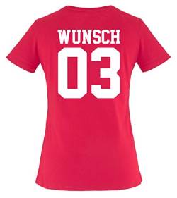 Comedy Shirts - Wunsch - Damen T-Shirt - Sorbet/Weiss Gr. S von Comedy Shirts