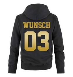 Comedy Shirts - Wunsch - Herren Hoodie - Schwarz/Gold - Gr. XL von Comedy Shirts