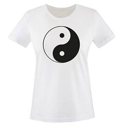 Comedy Shirts - Yin-Yang - Damen T-Shirt - Weiss/Schwarz Gr. L von Comedy Shirts
