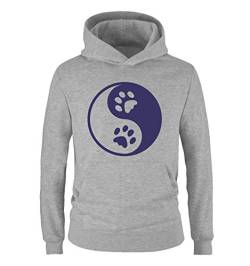 Comedy Shirts - Yin Yang - Pfote 3 - Mädchen Hoodie - Grau/Lila Gr. 134/146 von Comedy Shirts