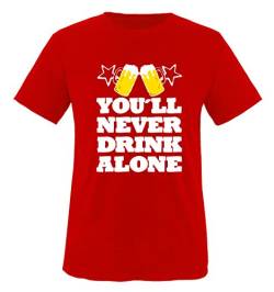 Comedy Shirts - You´LL Never Drink Alone - Herren T-Shirt - Rot/Weiss-Gelb Gr. XXL von Comedy Shirts