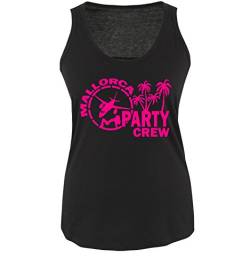 MALLORCA PARTY CREW - Damen Tank Top Schwarz/Pink Gr. M von Comedy Shirts