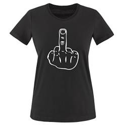 Mittelfinger - Damen T-Shirt Schwarz/Weiss Gr. S von Comedy Shirts