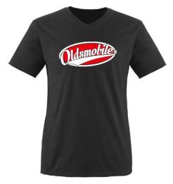 Oldsmobile - Zweifarbig - Herren V-Neck T-Shirt - Schwarz/Weiss-Rot Gr. XL von Comedy Shirts