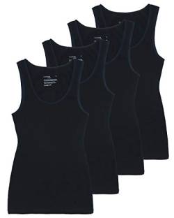 Comfneat Damen 4-Pack Tank Tops Stretch Baumwolle Elasthan Bequeme Unterhemden (Schwarz 4-Pack, L) von Comfneat