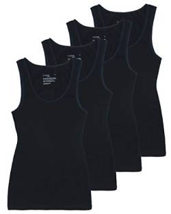 Comfneat Damen 4-Pack Tank Tops Stretch Baumwolle Elasthan Bequeme Unterhemden (Schwarz 4-Pack, S) von Comfneat